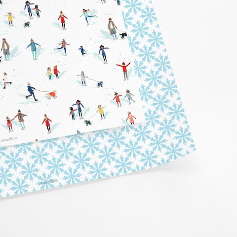 Two-sided "winter Wonderland" Heavyweight Christmas/holiday Gift Wrap (eight Sheets)