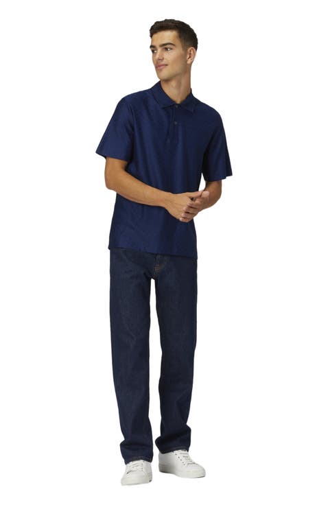 Tonal Zigzag Cotton Jersey Polo Shirt