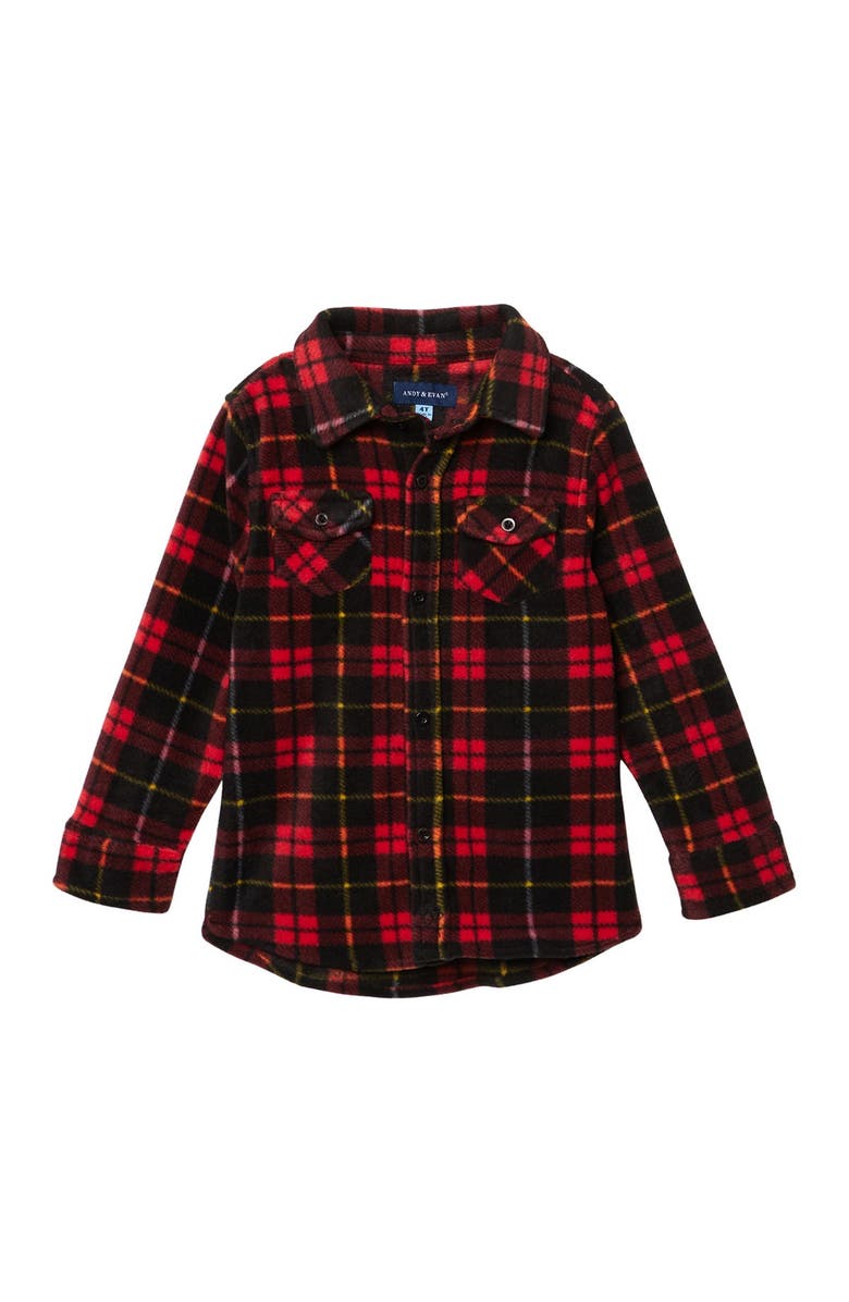 Andy & Evan Plaid Plush Button Down Shirt, Main, color, 
