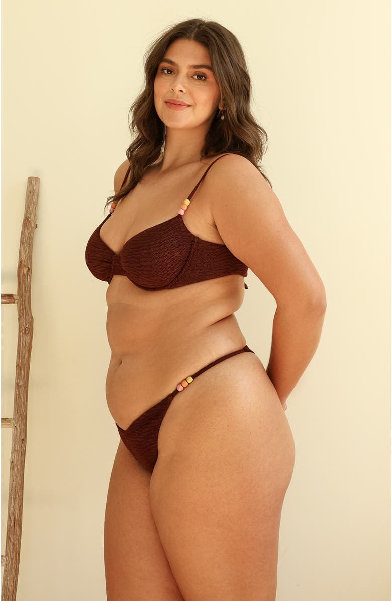 Dippin Daisys Fiji Super Cheeky Bikini Bottom, Alternate, color, Mocha Crinkle