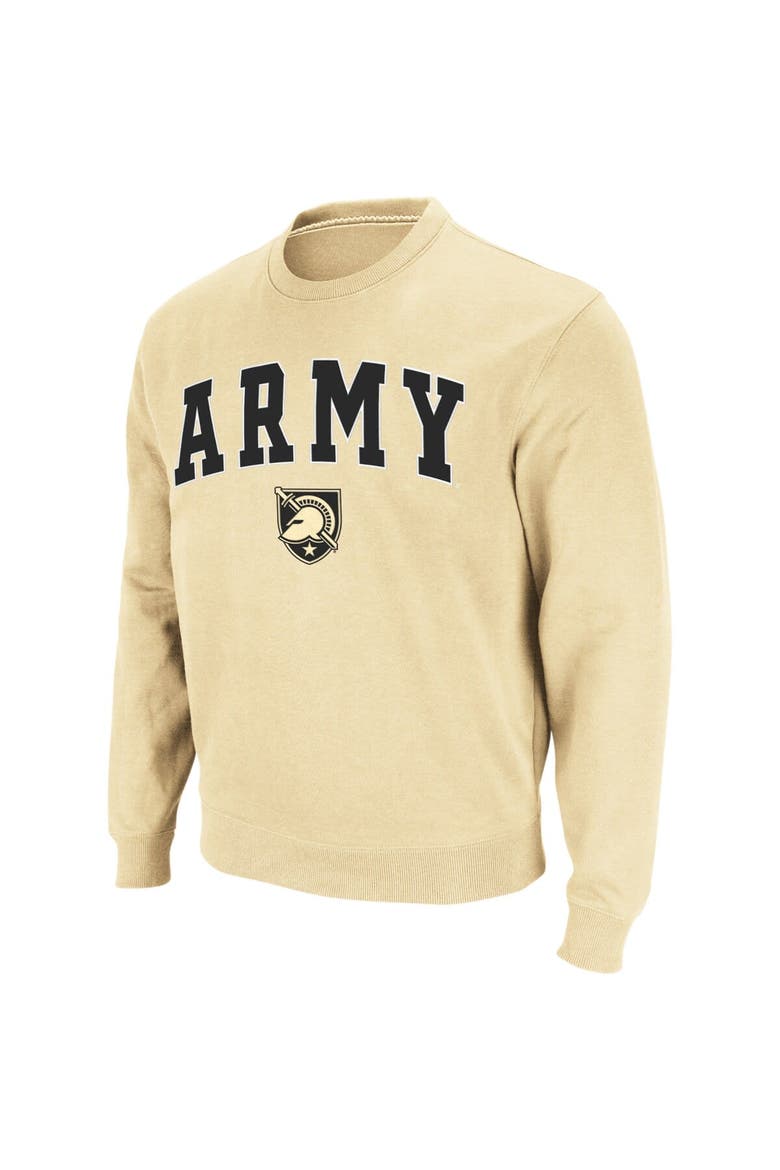 Men's Colosseum Gold Army Black Knights Arch & Logo Crew Neck Sweatshirt, Main, color, Vegas Gold