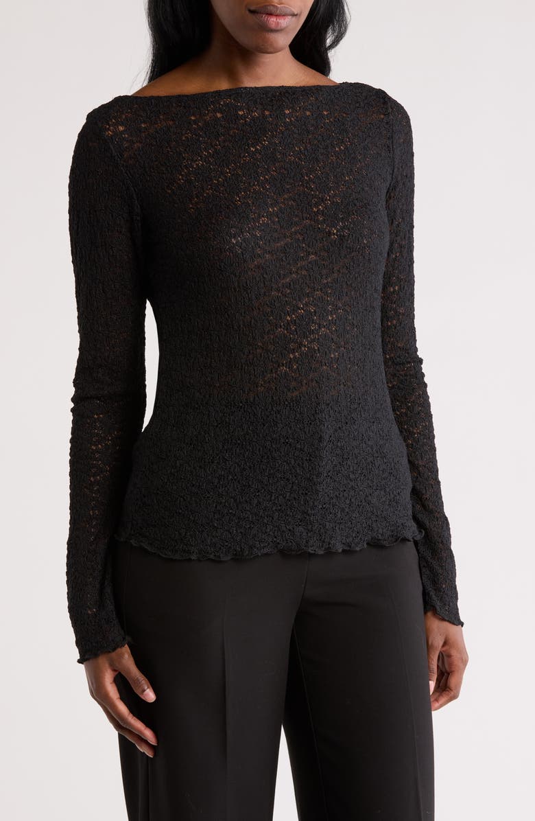 Sanctuary Neck Long Sleeve Lettuce Edge Top, Main, color, 