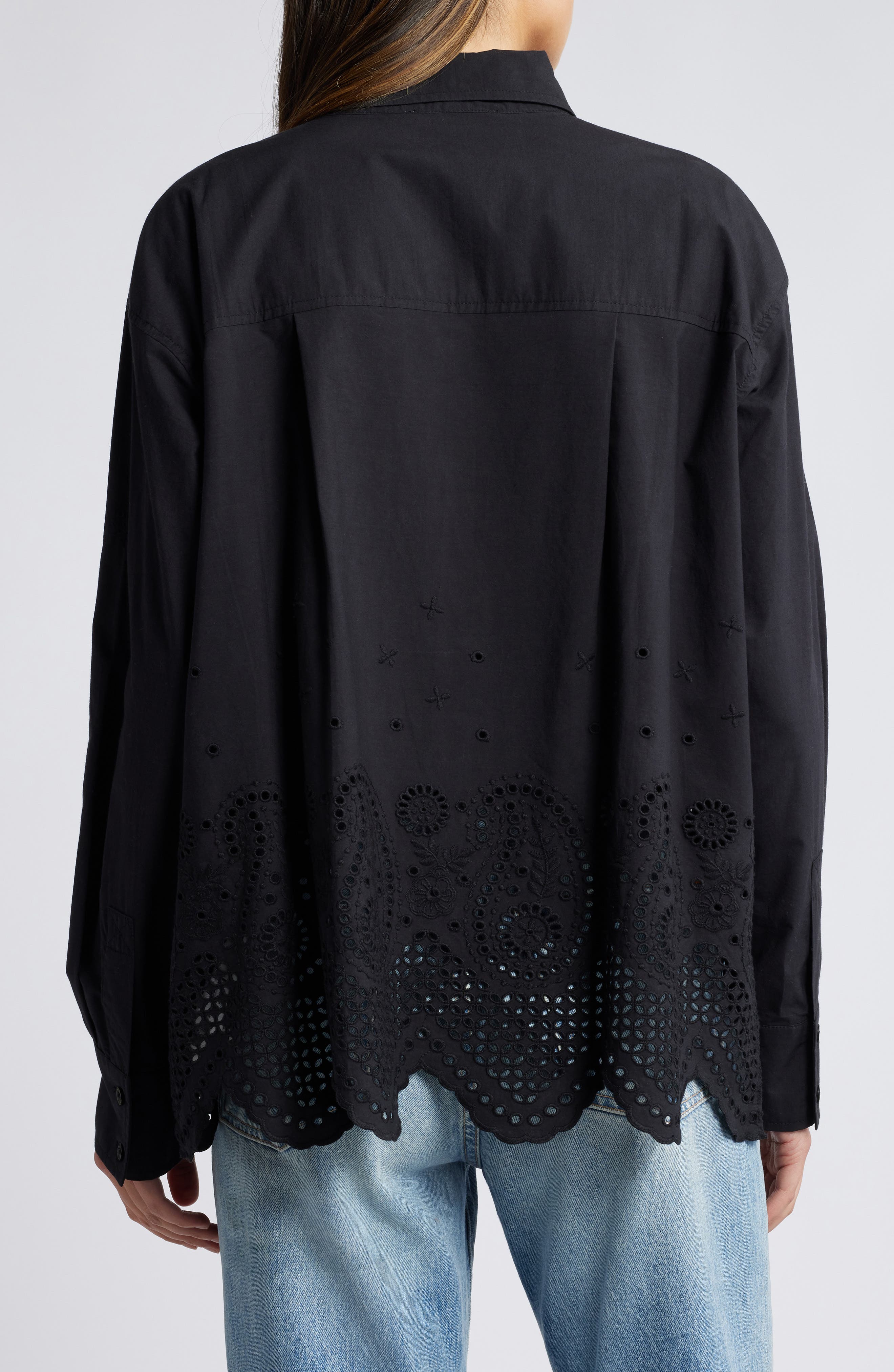 Trisha Scallop Edge Eyelet Organic Cotton Shirt - image 2