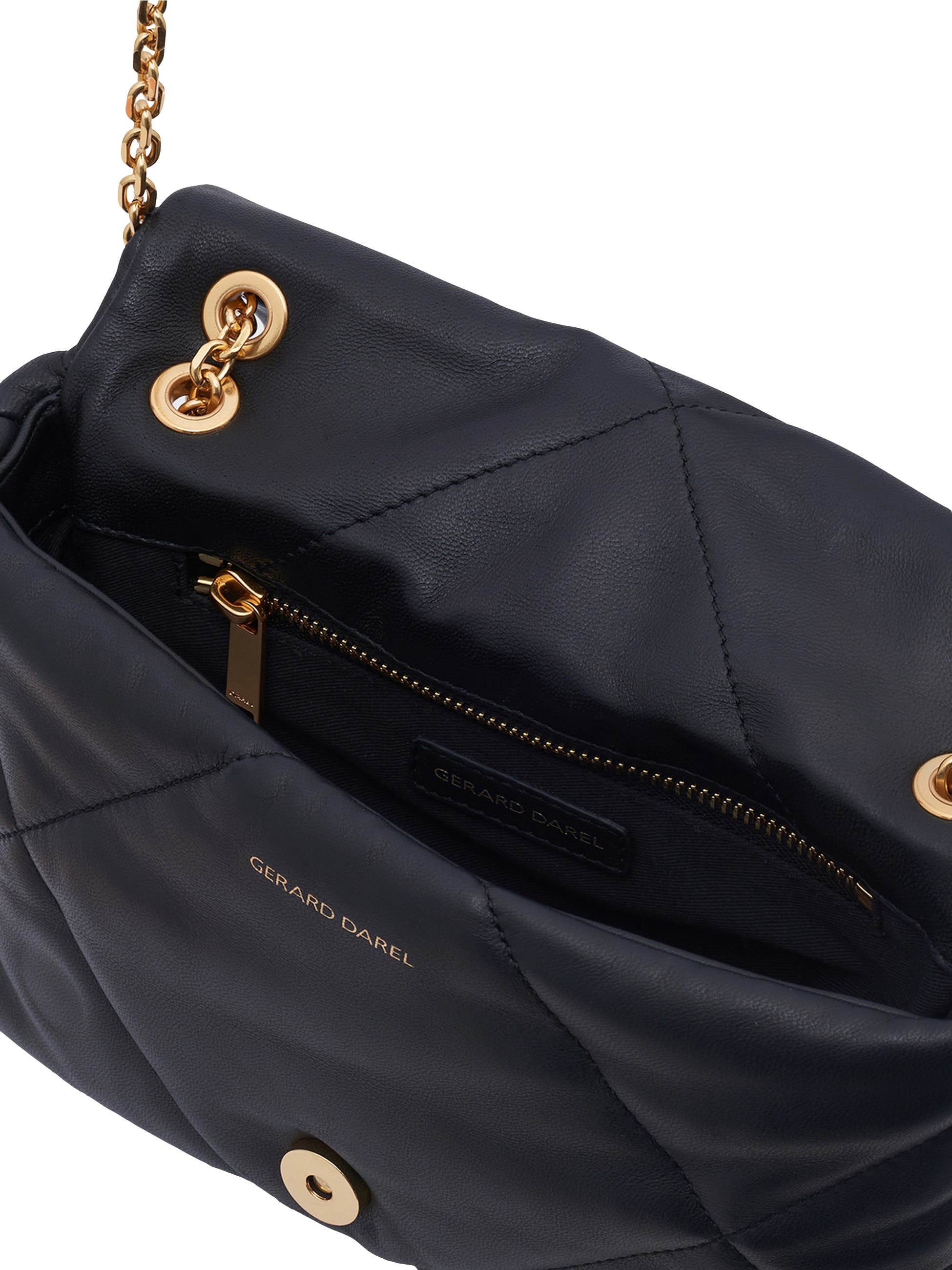 GERARD DAREL Fanny Quilted Leather Crossbody Bag, Alternate, color, Black