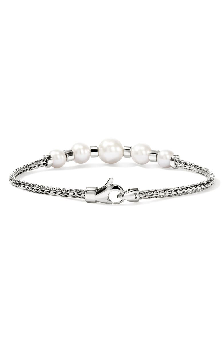 John Hardy JH Essentials Pearl Station Bracelet, Alternate, color, Silver/ Pearl