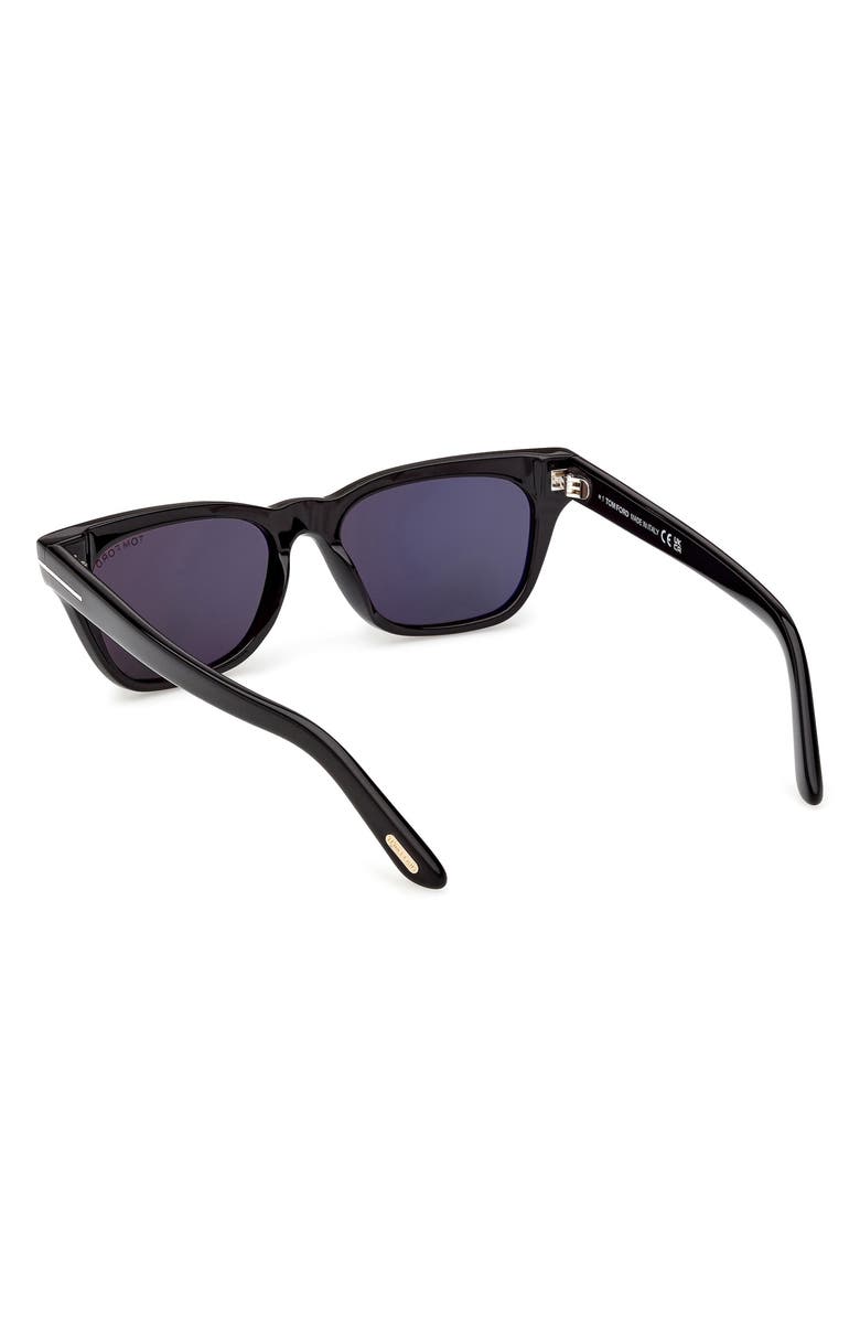 TOM FORD Penn 53mm Rectangular Sunglasses, Alternate, color, Shiny Black / Blue Lens