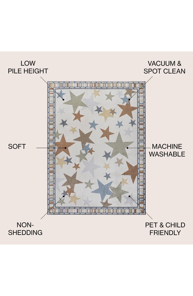 JONATHAN Y Star Gazer Geometric Machine-Washable Area Rug, Alternate, color, Ivory/Blue/Orange