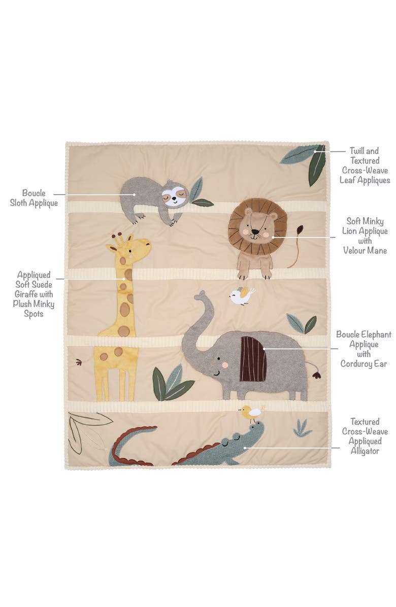 Lambs & Ivy Jungle Story 3-Piece Infant Safari Baby Crib Bedding Set, Alternate, color, Beige Multicolor