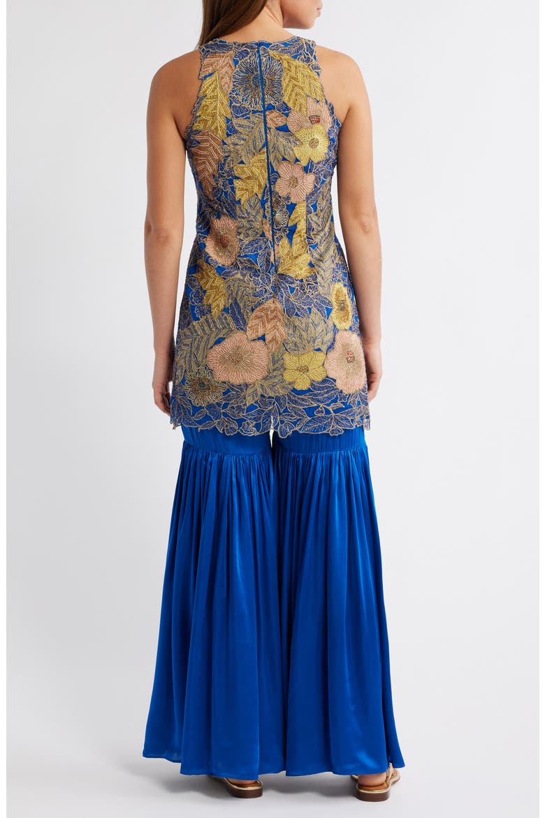 Nidhi Satin Gharara with Georgette Dupatta, Alternate, color, BLUE