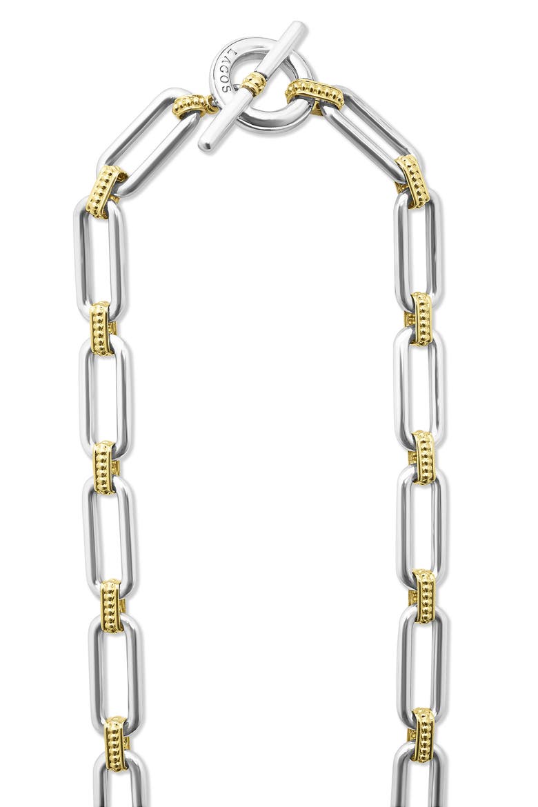 18k Gold & Sterling Silver Diamond Link Necklace, Alternate, color, TWO-TONE