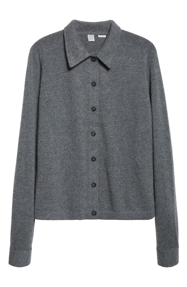 TOTEME Cashmere Cardigan, Alternate, color, Dark Grey Melange