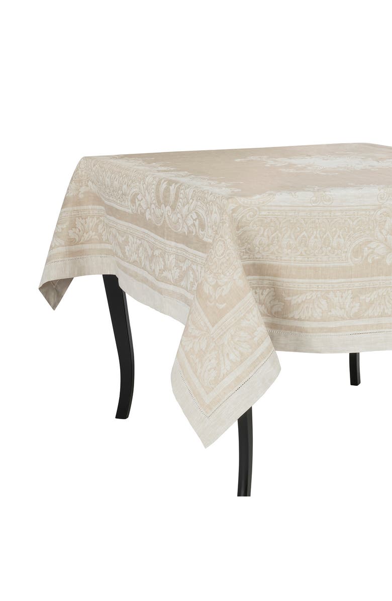 FRENCH HOME Filigree Tablecloth, Alternate, color, Ivory And Taupe