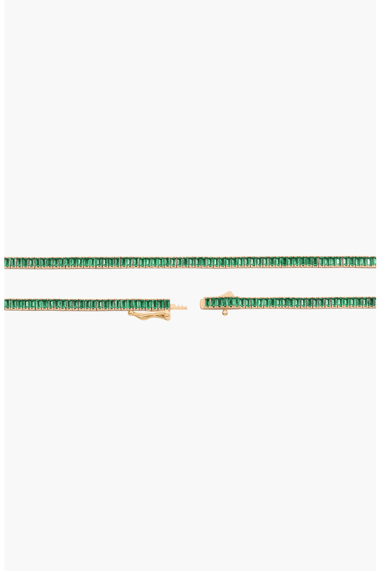 Lab Grown Green Emerald Baguette Tennis Necklace, Alternate, color, Green Emerald