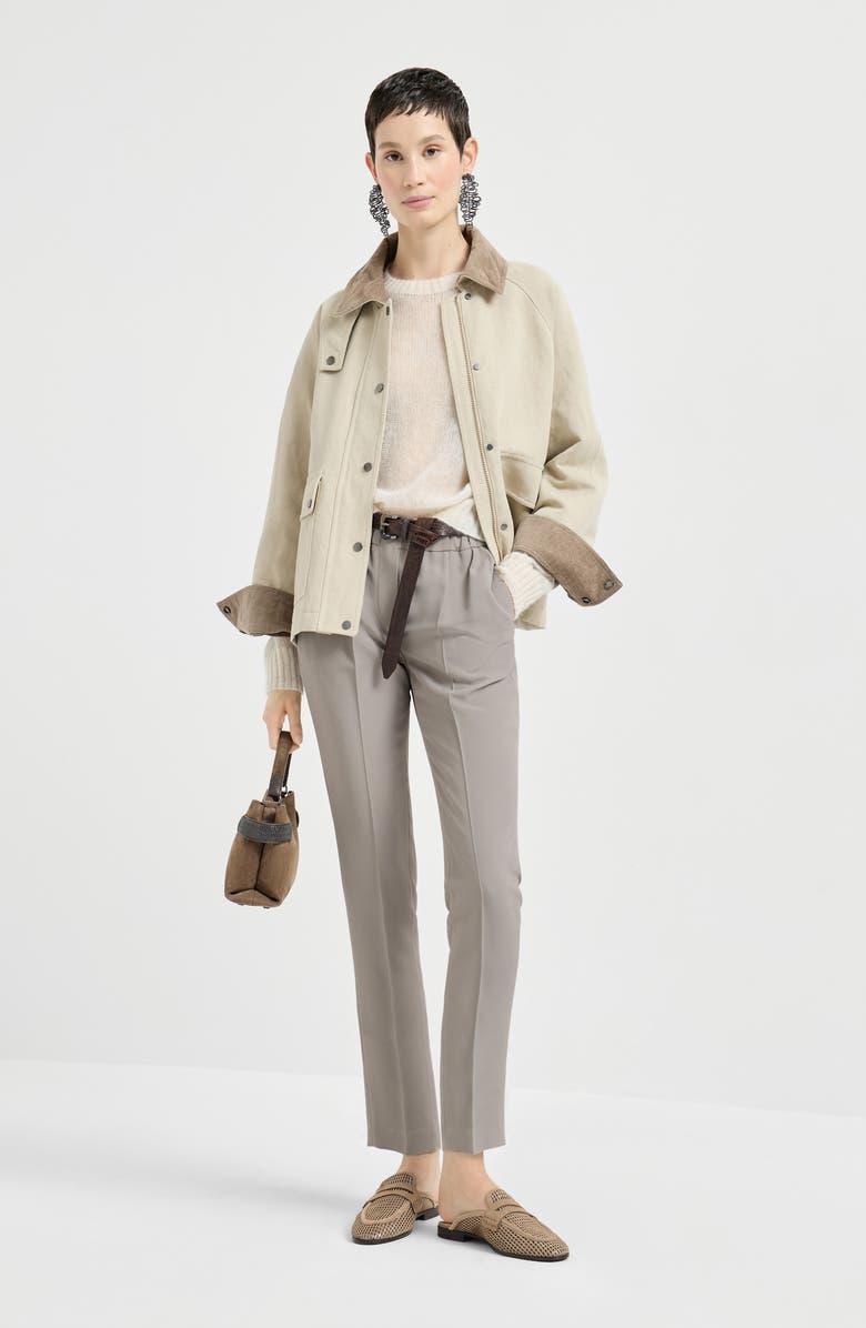 Brunello Cucinelli Tailored Jogger trousers, Alternate, color, Light Grey