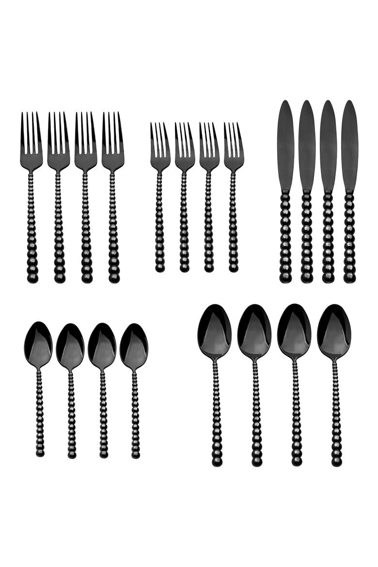 Rondure 20-Piece Flatware Set, Alternate, color, BLACK