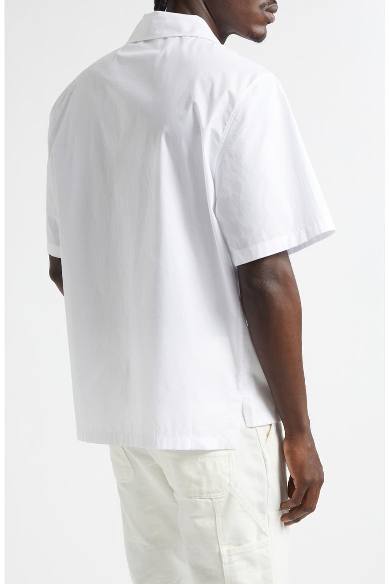 Graphic Icons Embroidered Cotton Camp Shirt, Alternate, color, PLAIN SHIRTING