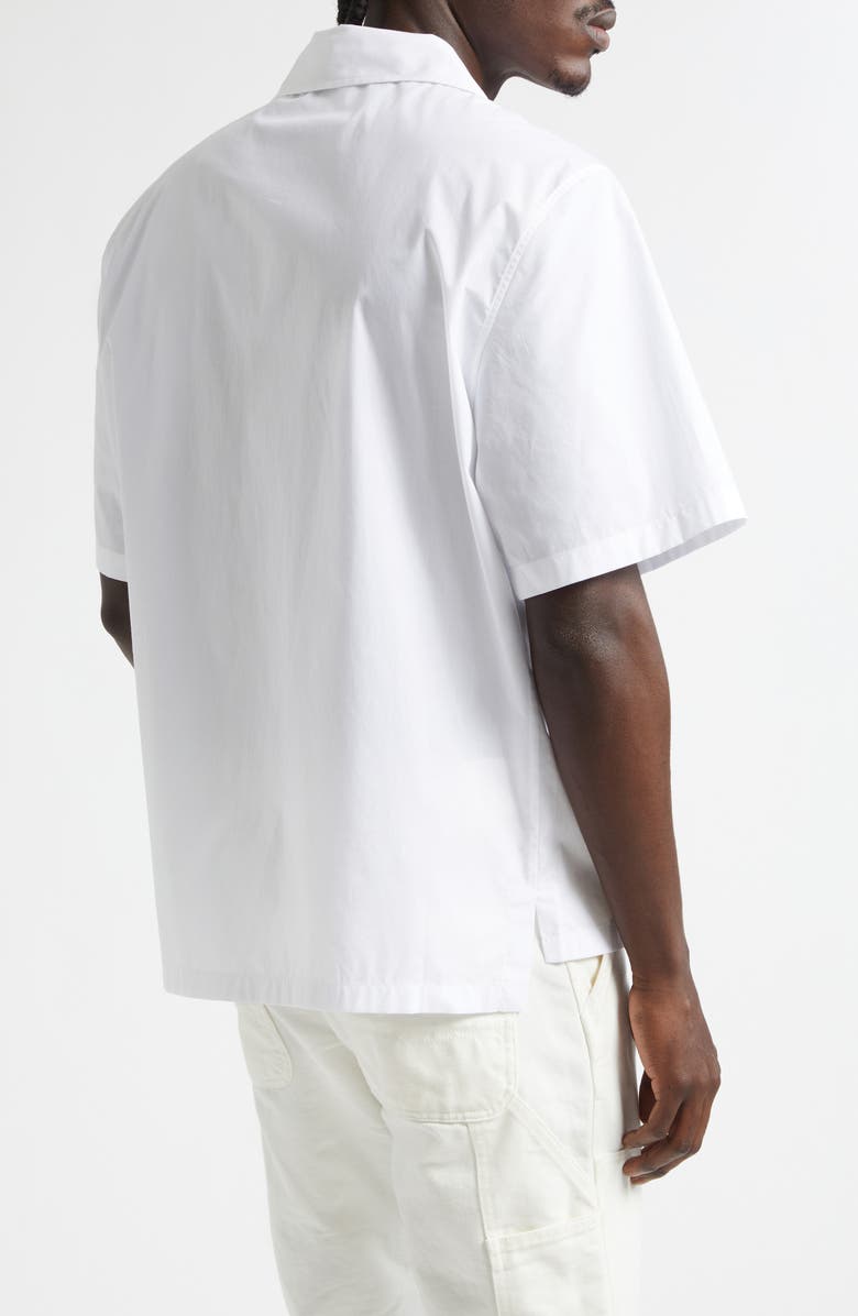 Casablanca Graphic Icons Embroidered Cotton Camp Shirt, Alternate, color, Plain Shirting