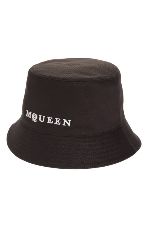 Alexander Mcqueen Logo-embroidered Bucket Hat In Black/ivory