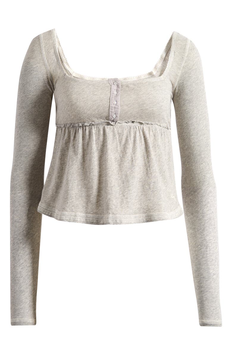 BDG Urban Outfitters Brittney Long Sleeve Cotton Babydoll Top, Alternate, color, Grey