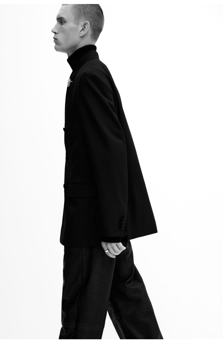 H&M Relaxed Fit Wool-blend Tuxedo Jacket, Alternate, color, Black