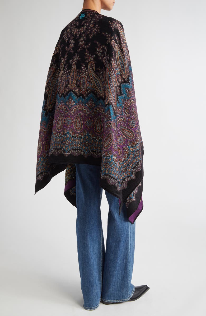 Etro Metallic Paisley Jacquard Cape, Alternate, color, X0886 Print On Blue Base