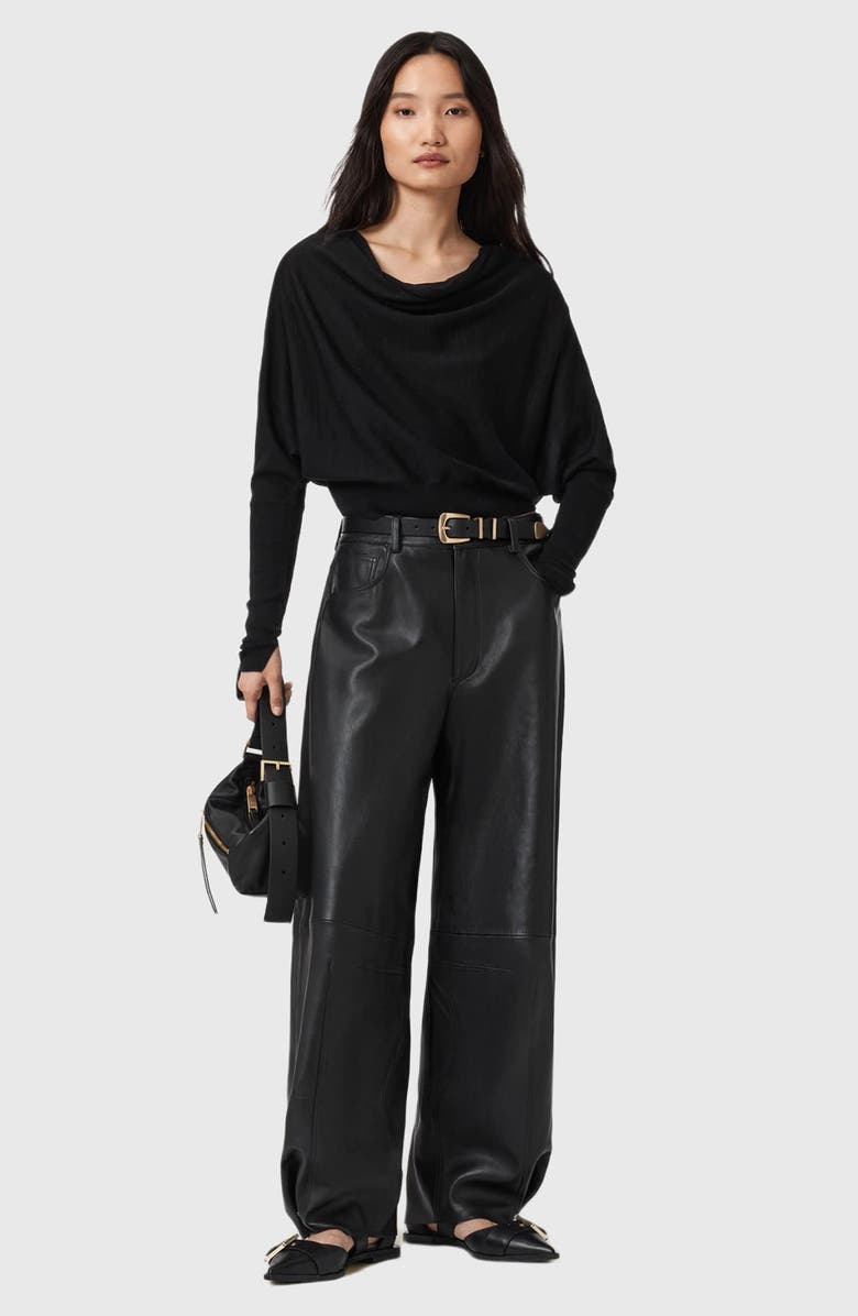 AllSaints Ridley Dolman Sleeve Crop Sweater, Alternate, color, Black