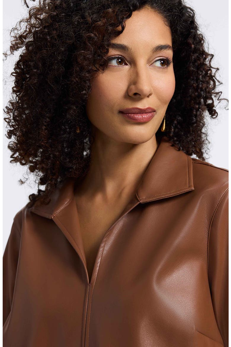 Agnes Faux Leather Long Sleeve Popover Top, Alternate, color, MACCHIATO