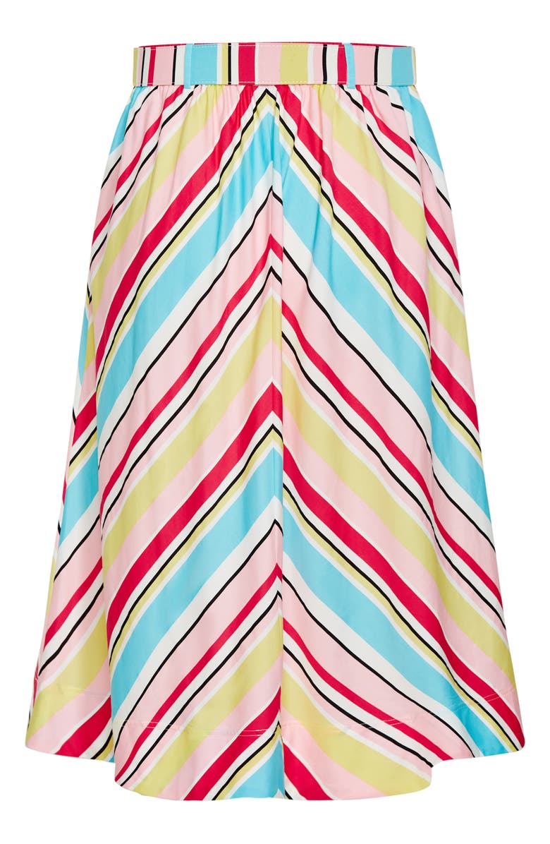 City Chic Sevyn Stripe Belted Midi Skirt, Alternate, color, 