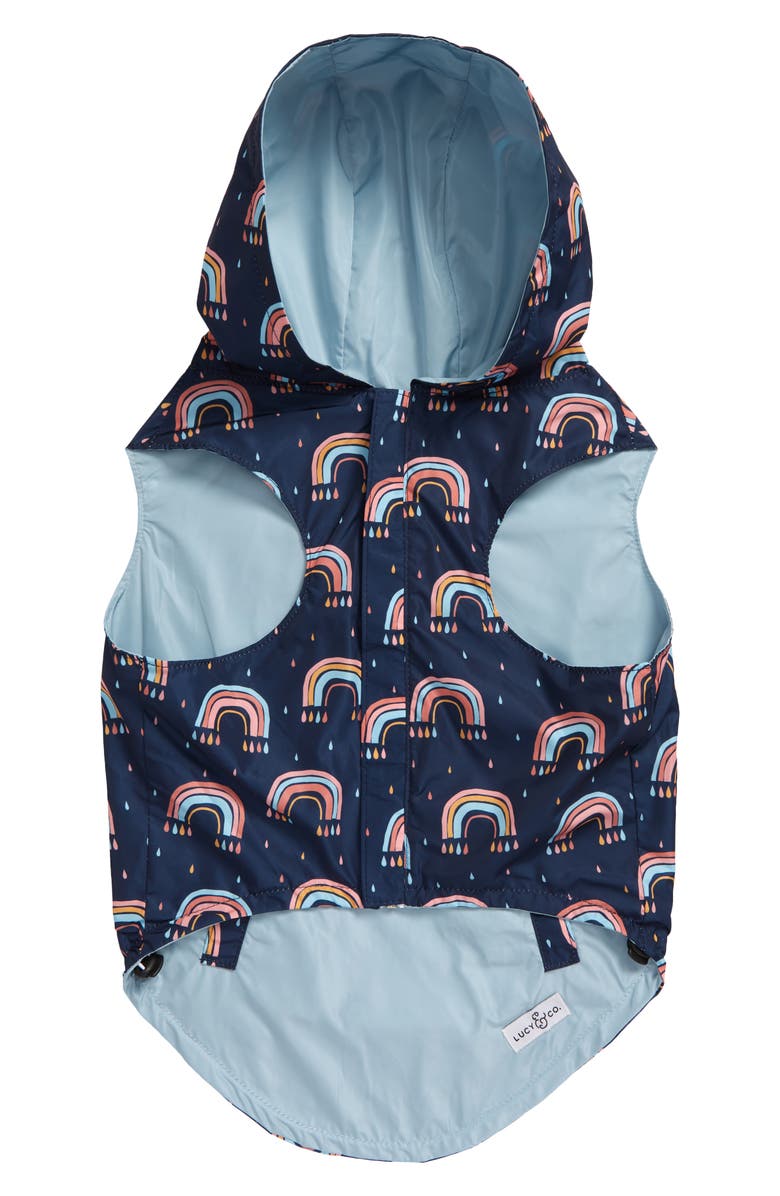 Lucy & Co. The Over the Rainbow Reversible Dog Raincoat, Alternate, color, 
