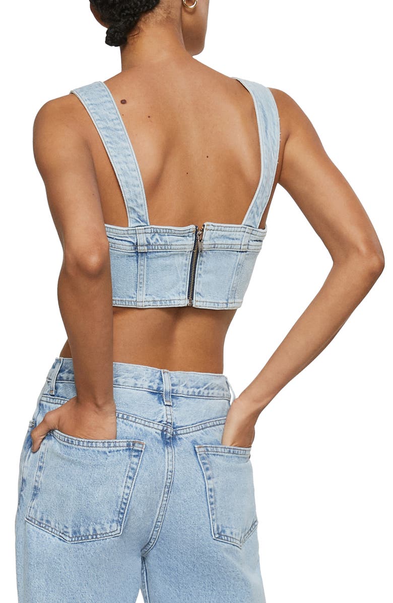 MANGO Denim Crop Bustier, Alternate, color, 