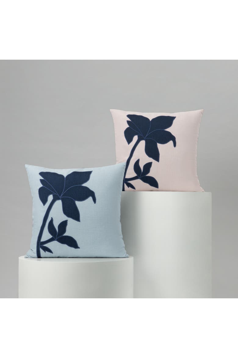 Botanica Handmade Embroidered Applique Indoor & Outdoor Woven Accent Pillow, Alternate, color, Lily