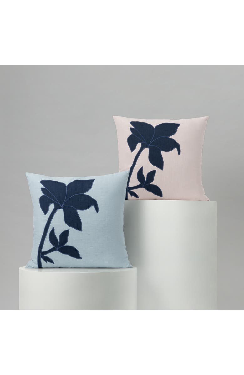 Elaine Smith Botanica Handmade Embroidered Applique Indoor & Outdoor Woven Accent Pillow, Alternate, color, Lily