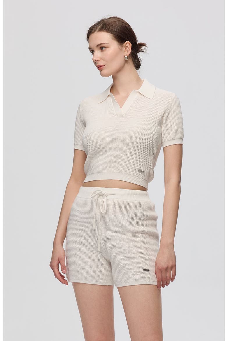 Noa Open Knit Shorts, Alternate, color, White