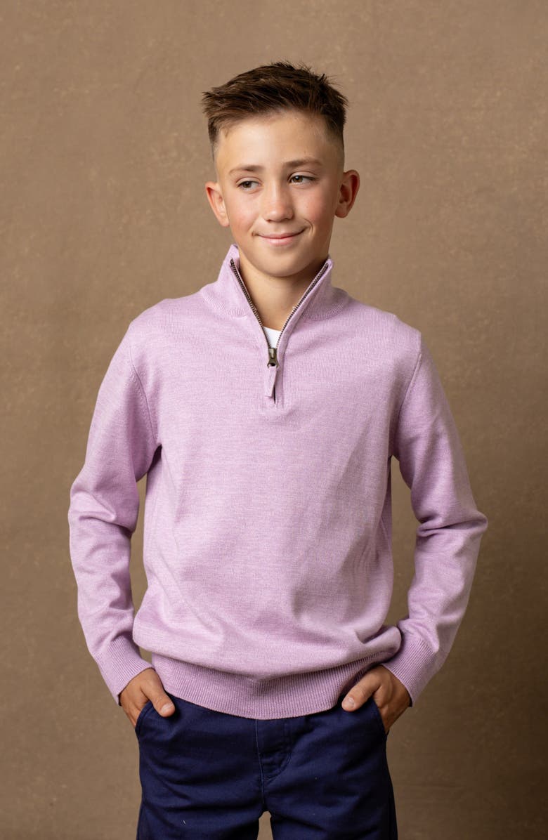 Hope & Henry Boys' Organic Fine Gauge Half Zip Sweater, Kids, Alternate, color, Lavender Marl