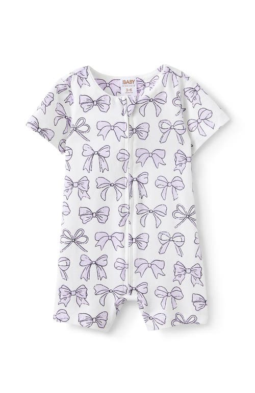 Cotton On Kids The Billie Short Sleeve Zip Romper In Vintage Lilac Sketchy Bows