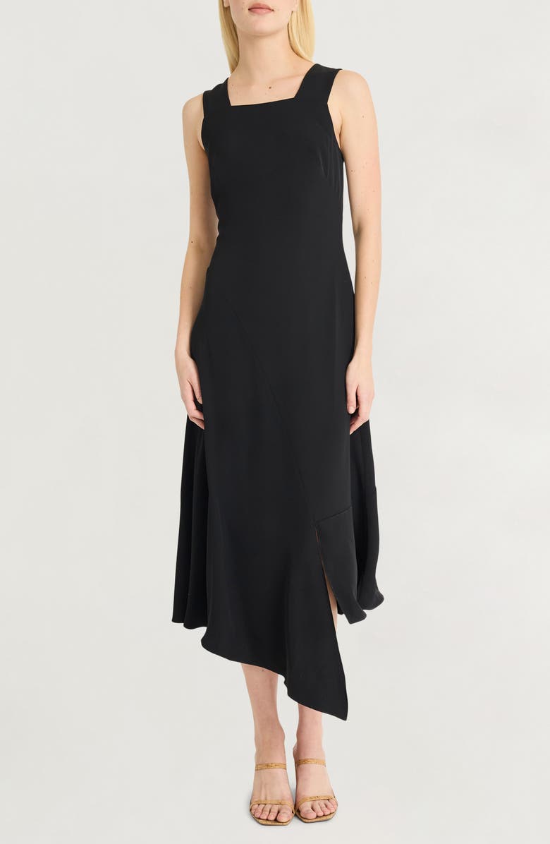 Luxely Asymmetric Sleeveless Midi Dress, Main, color, Meteorite