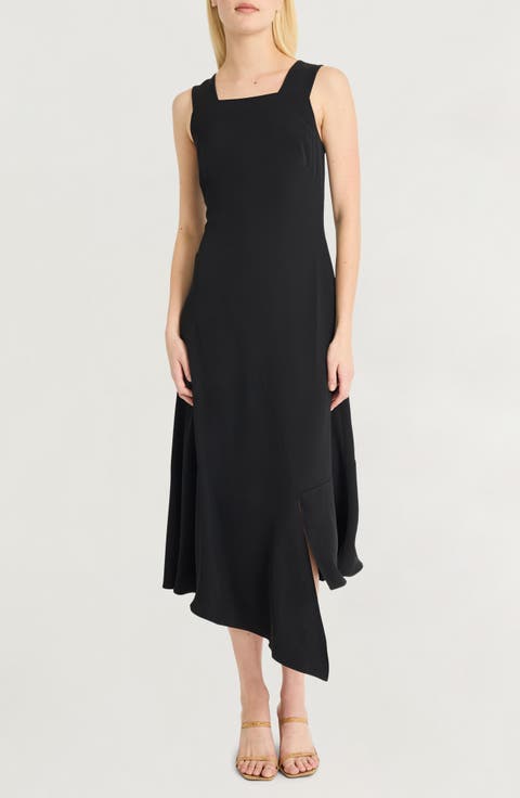 Asymmetric Sleeveless Midi Dress