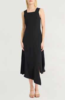 Luxely Asymmetric Sleeveless Midi Dress
