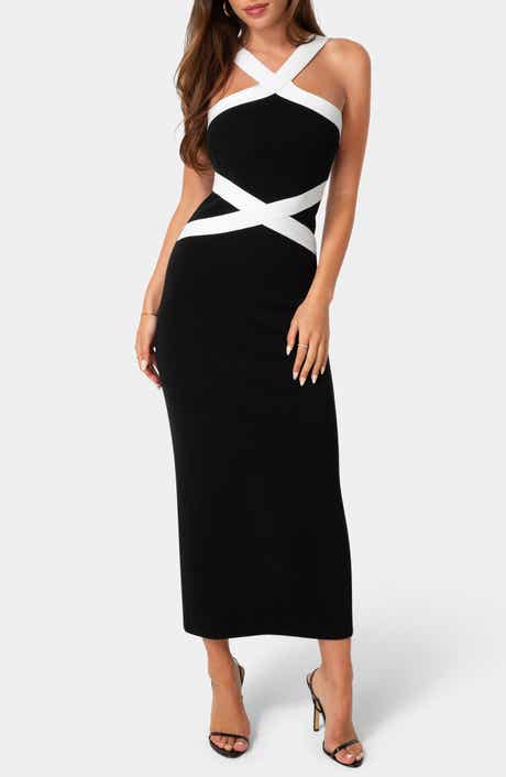 Crisscross Contrast Midi Dress