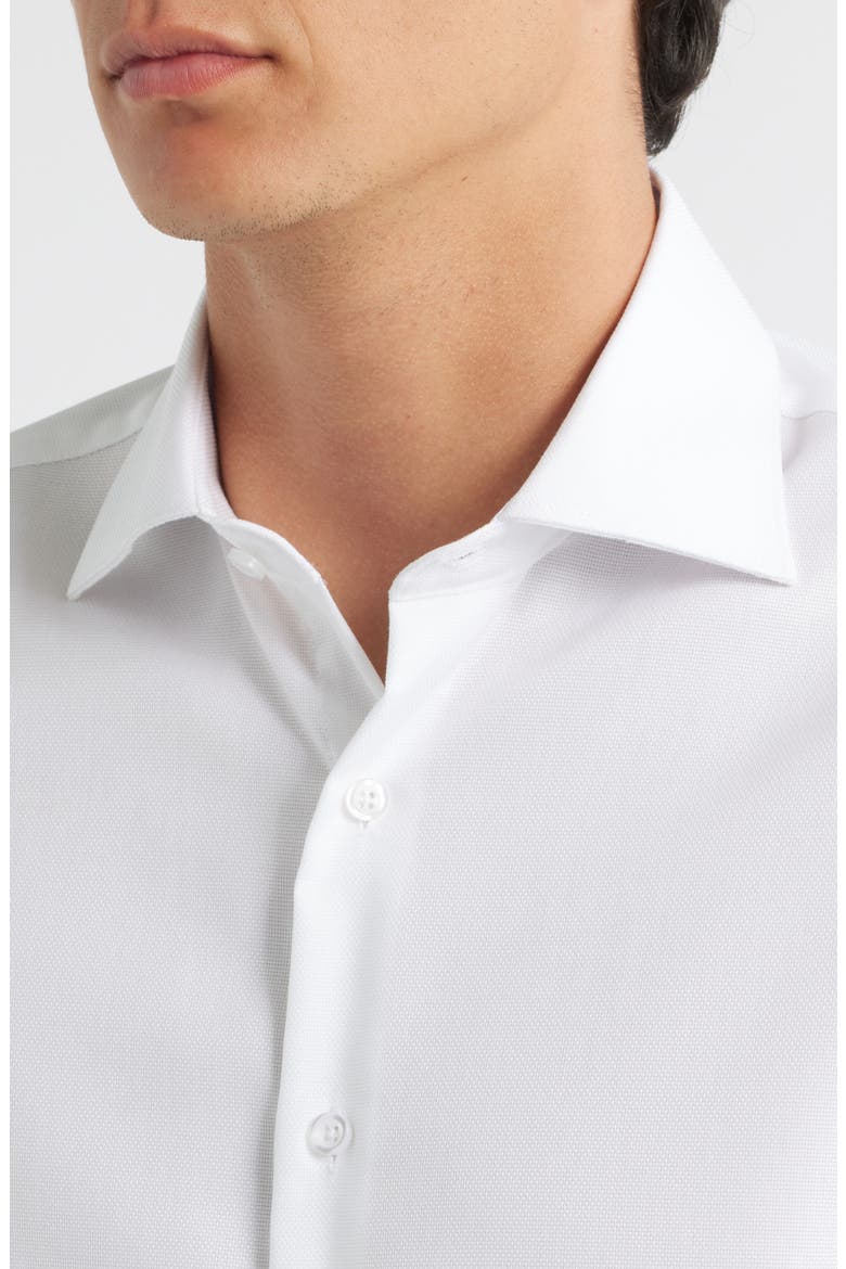 Trim Fit Textured Cotton Dress Shirt, Alternate, color, WHITE