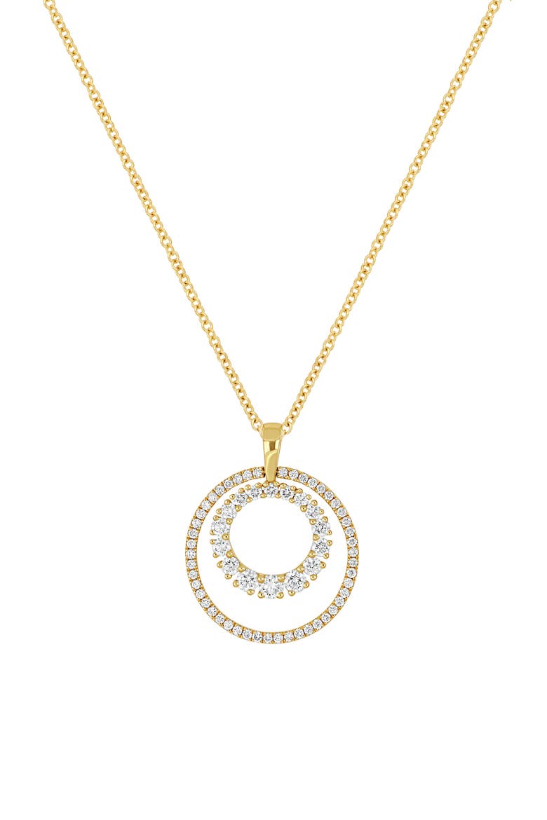 Solstice 18K Gold Double Diamond Circle Pendant Necklace, Main, color, 18K YELLOW GOLD