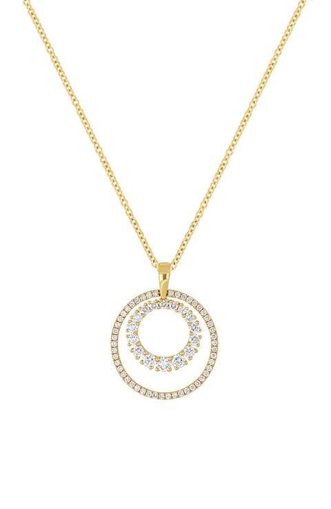 Solstice 18K Gold Double Diamond Circle Pendant Necklace