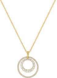 Bony Levy Solstice 18K Gold Double Diamond Circle Pendant Necklace
