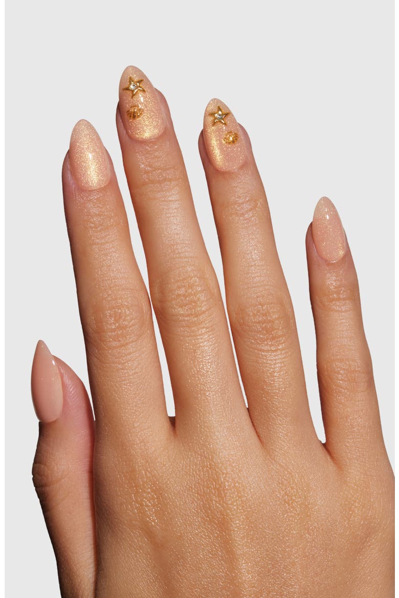 3D Sparkling Berry Short Almond Press-On Nails, Alternate, color, GOLDEN WATER FAIRY