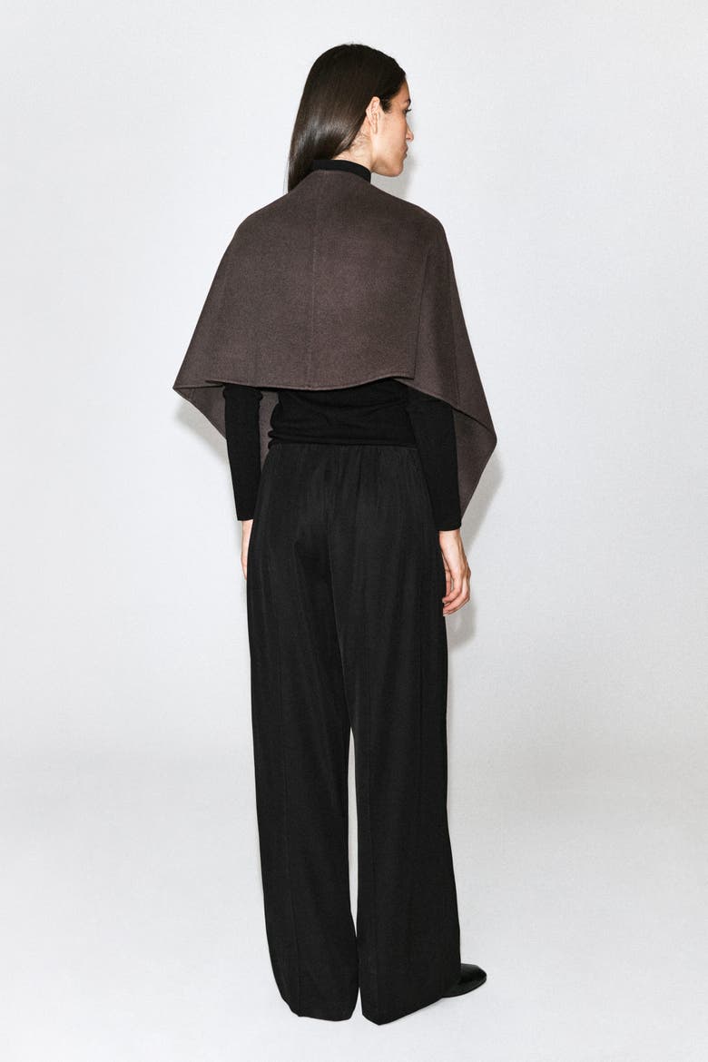 Double-faced Wool-blend Cape, Alternate, color, BROWN
