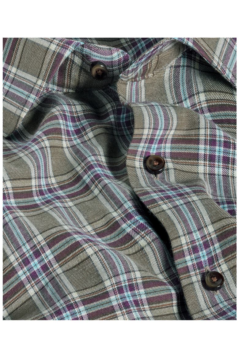 Plaid Cotton Sport Shirt, Alternate, color, OLIVE/ MULTI