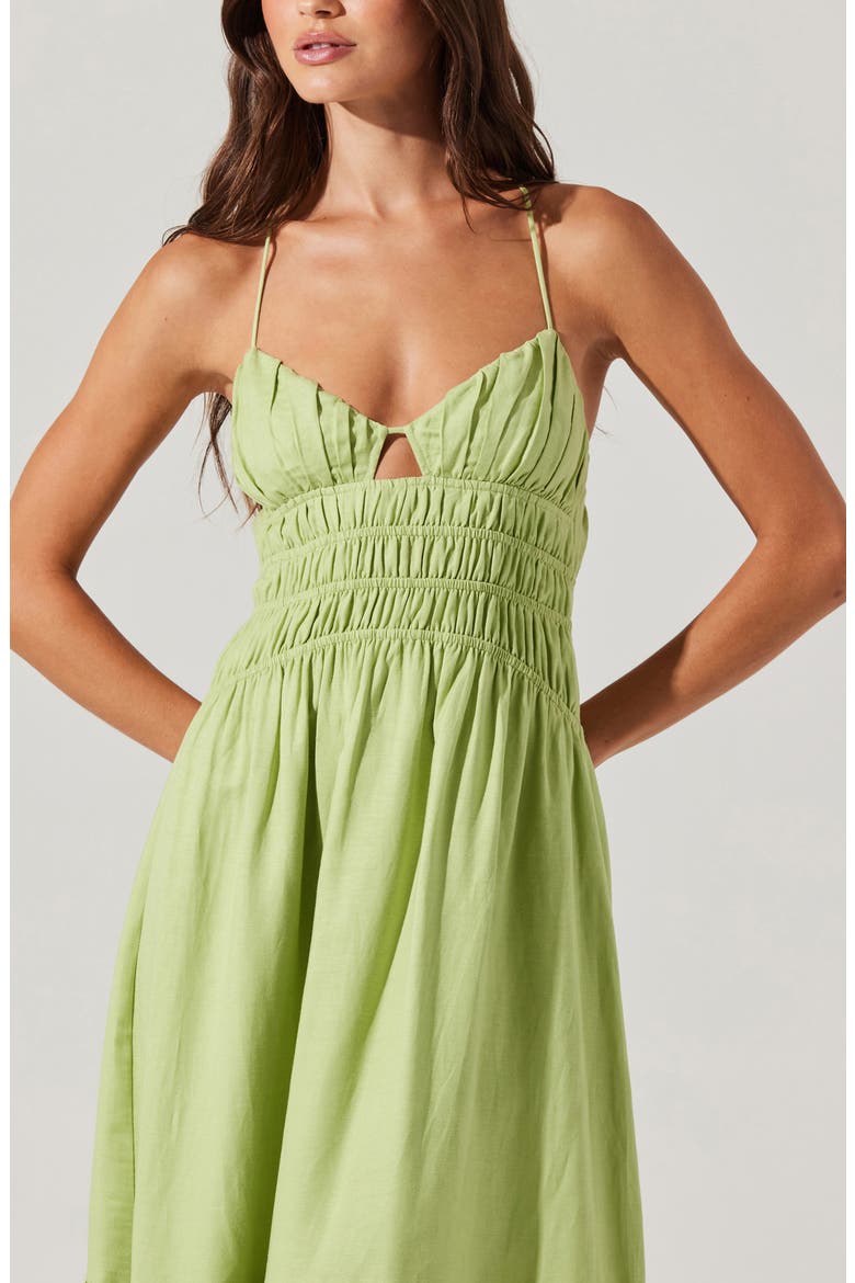 Eleni Tiered Linen & Cotton Midi Dress, Alternate, color, SPRING GREEN