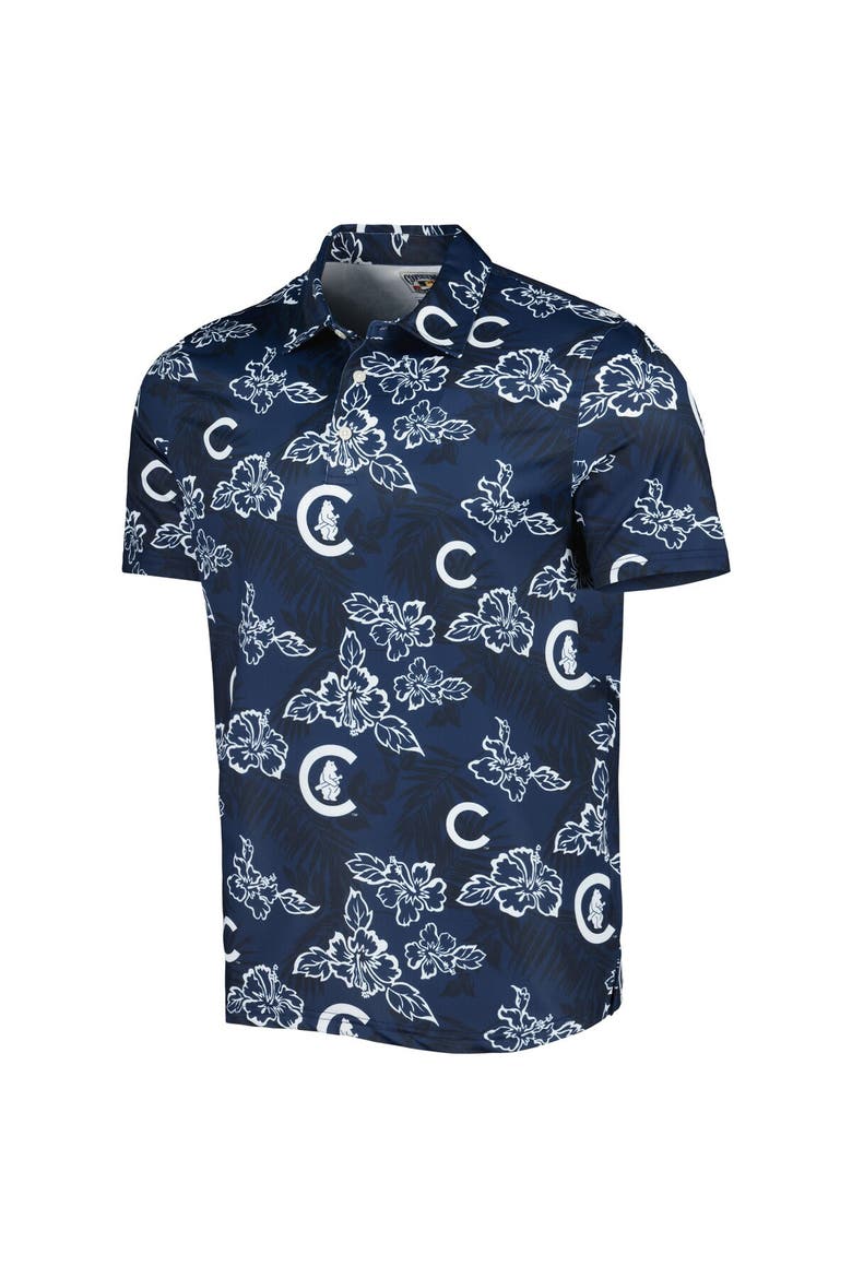 Men's Reyn Spooner Navy Chicago Cubs Cooperstown Collection Puamana Print Polo, Alternate, color, Navy