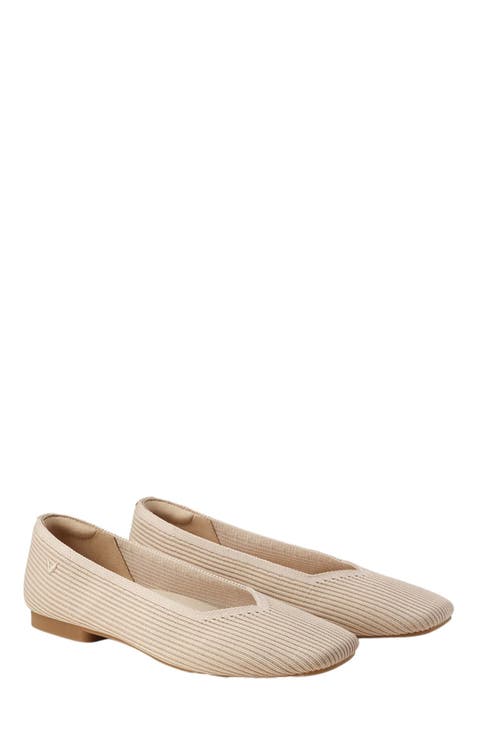 Square-Toe V-Cut Flats (Margot 2.0)