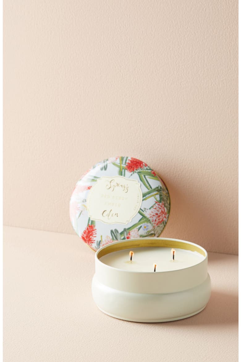 Anthropologie Spring's Eden Candle Tin, Main, color, RED BERRY AMBER